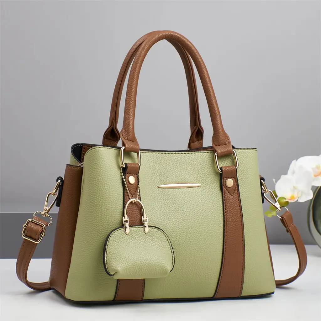 Color Block Square PU Leather Shoulder Bag For Women With Zipper Closure In Streetwear Style