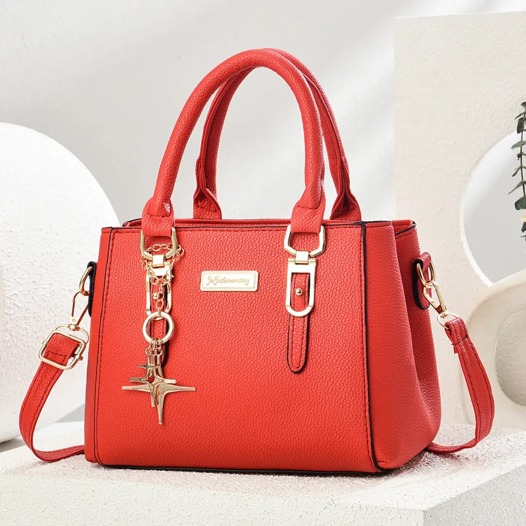 Women’s Square PU Tote Bag With Sewing Thread Detail, Single Shoulder Strap