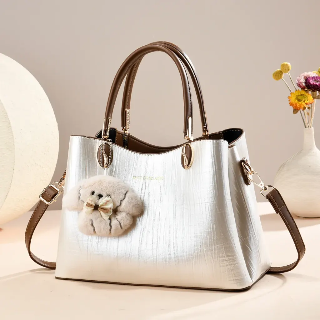 Women's Square PU Leather Shoulder Bag With Sewing Thread Detail, Single Shoulder Strap