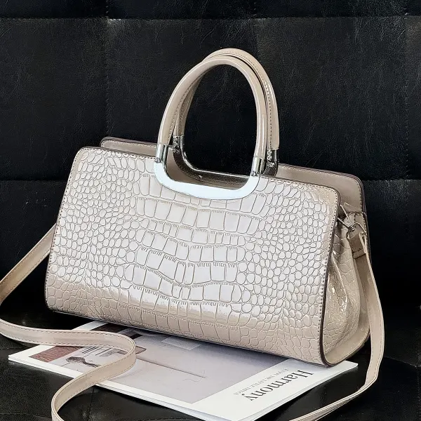 Women’s Crocodile Pattern Square Shoulder Bag In PU Leather With Sewing Thread Detail And Single Shoulder Strap