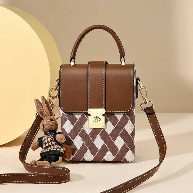 Square PU Plaid Box Bag For Women Featuring Single Shoulder Strap, Stylish Ladies Crossbody Bag Main image