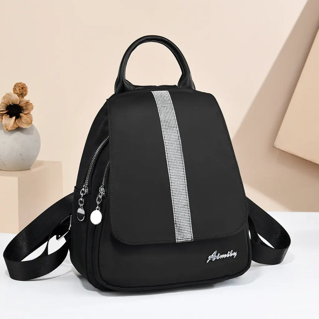 Women's Anti-theft Backpack In PU Material With Stylish Sewing Thread Design For Summer