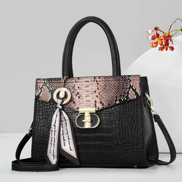Medium Square PU Tote Bag For Women In Multicolor Streetwear Style With Zipper Closure