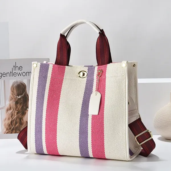 Color Block Canvas Square Shoulder Bag For Women With Single Shoulder Strap