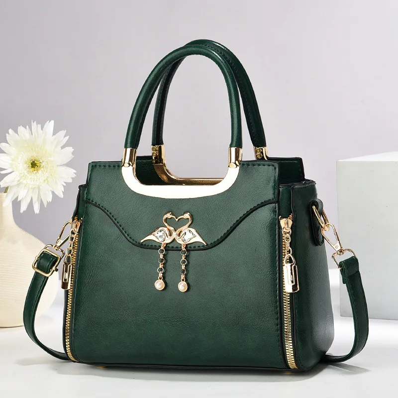 Medium Square PU Tote Bag With Zipper Closure Featuring Sewing Thread Detail In Streetwear Style