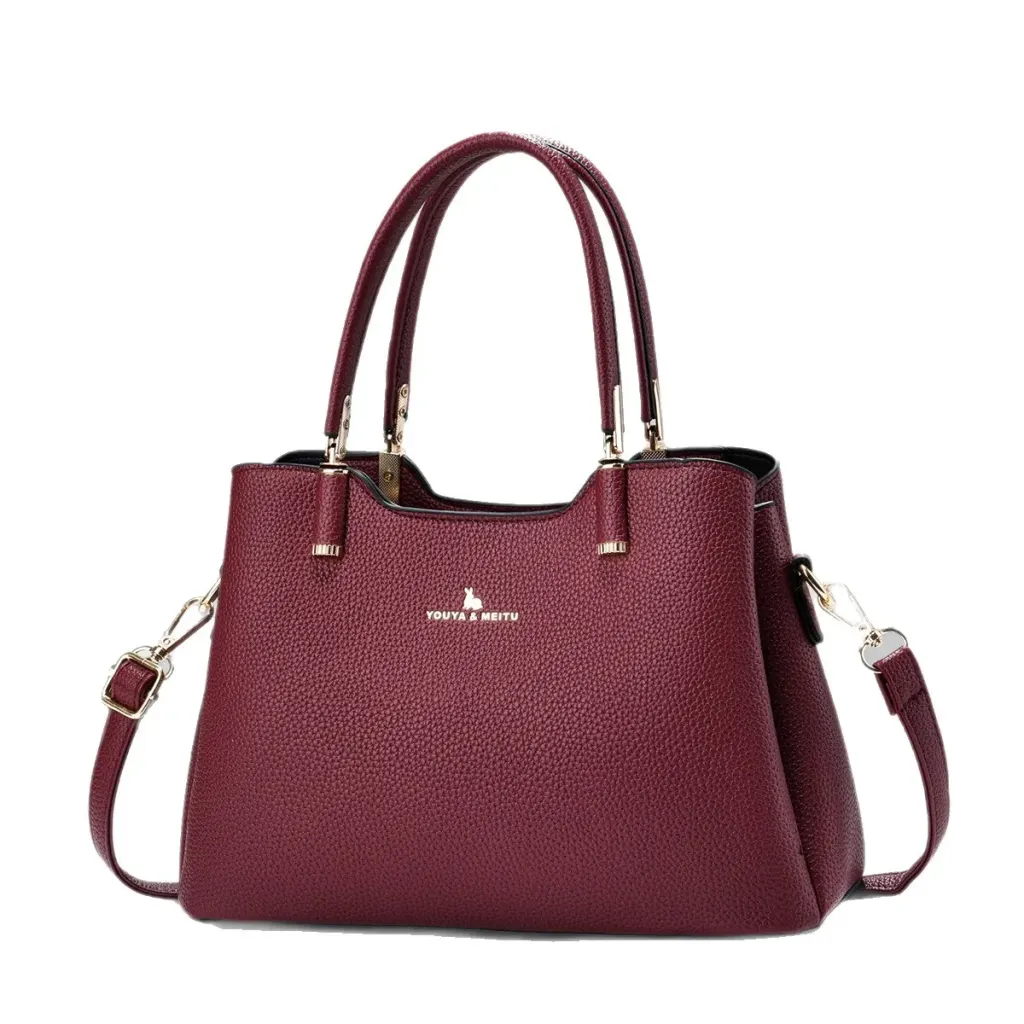Square PU Leather Handbag For Women Featuring Sewing Thread Detail And Top Handle