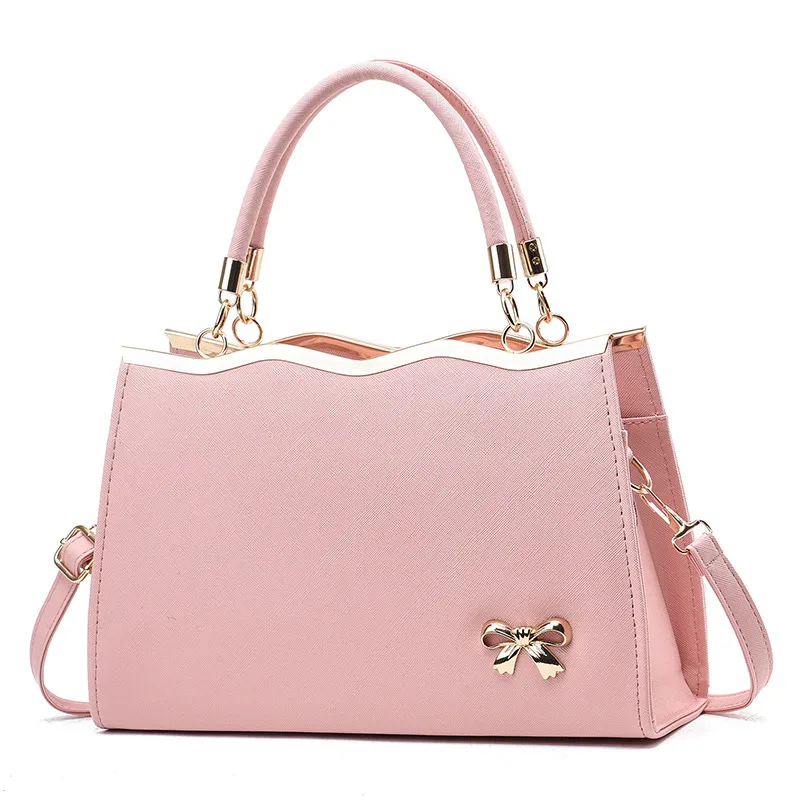 Large Color Block Basic Top Handle Bag For Women In PU Leather With Zipper Closure