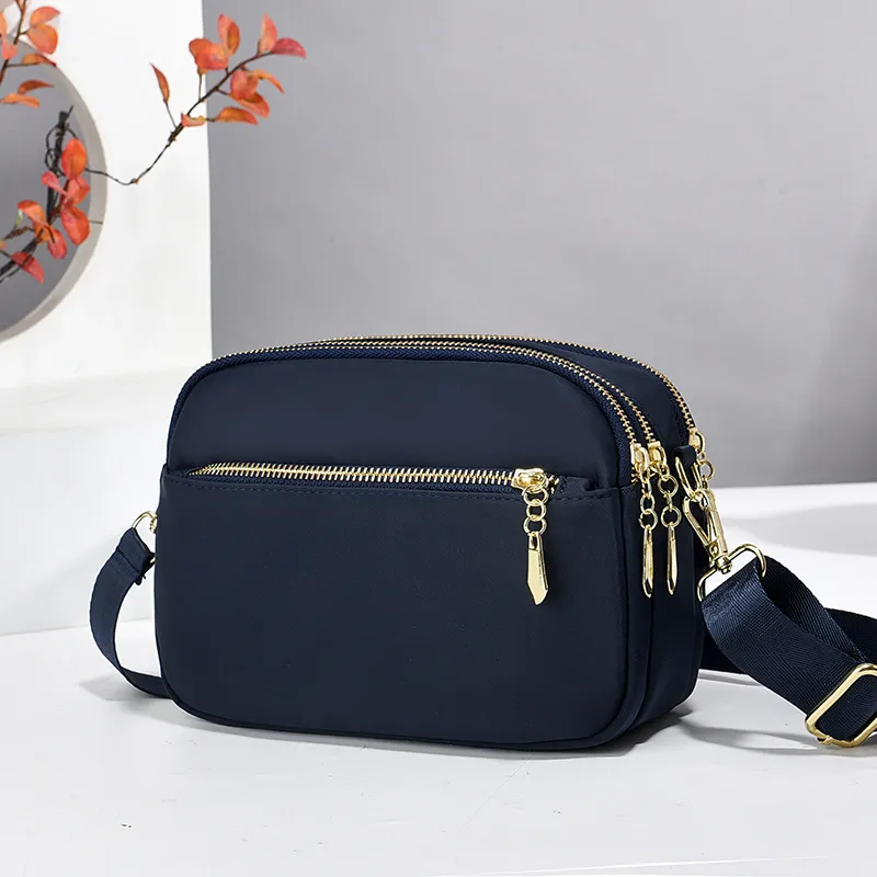 Square Canvas Crossbody Bag For Women In Solid Color Featuring Sewing Thread Detail And Single Shoulder Strap