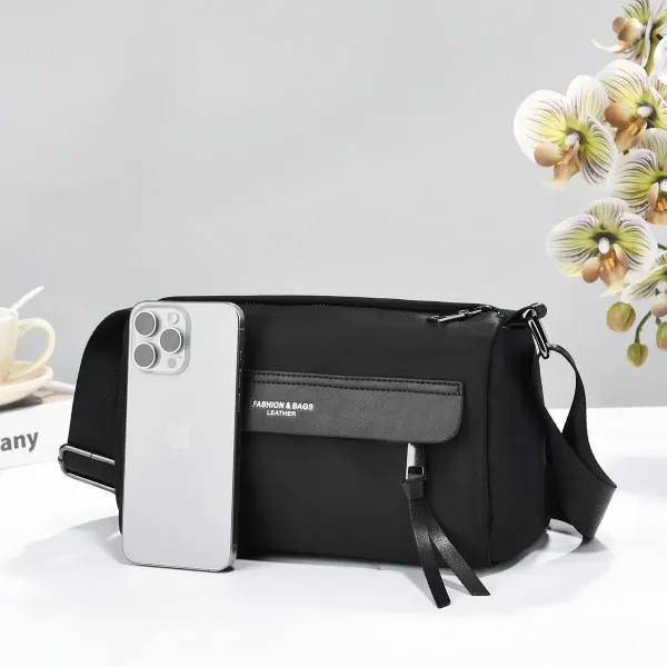 Splicing Cylindrical Crossbody Bag For Women In Oxford Cloth Featuring Sewing Thread With Single Shoulder Strap For Autumn