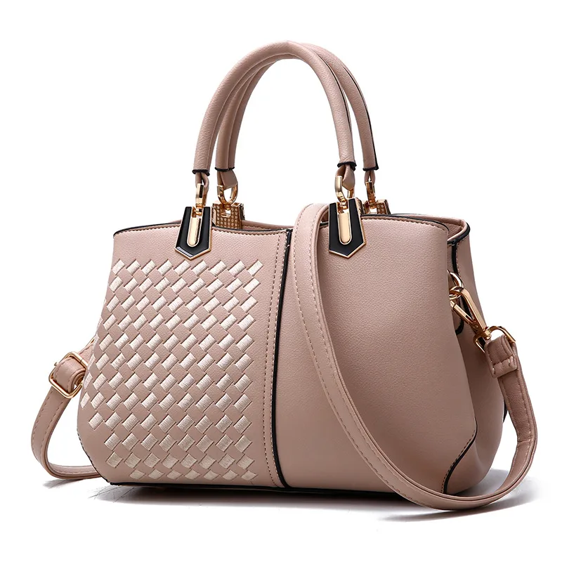 Woven-Pattern Vegan Leather Crossbody Bag