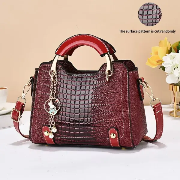 Square PU Crocodile Pattern Shoulder Bag For Women With Single Shoulder Strap Stylish Ladies Shoulder Bag