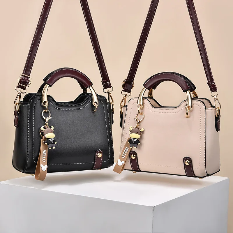 Medium PU Leather Women's Handbag With Zipper Closure Featuring European Vintage Letter Pattern Main image