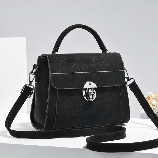 Square PU Leather Handbag With Sewing Thread Detail, Top Handle