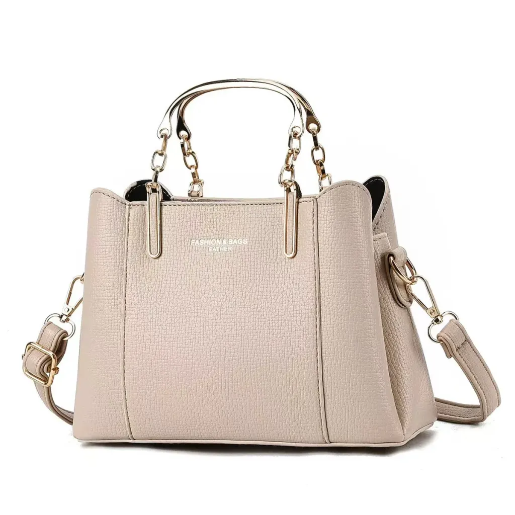 Square PU Leather Shoulder Bag For Women In Solid Color With Sewing Thread Accent And Top Handle