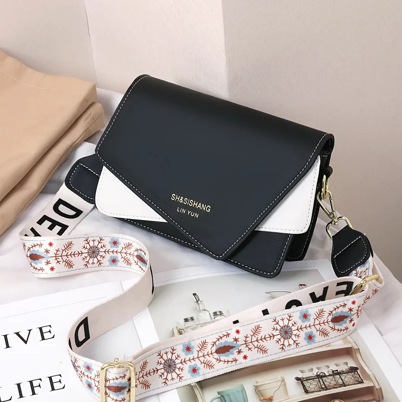 Embroidered Color Block Square Bag