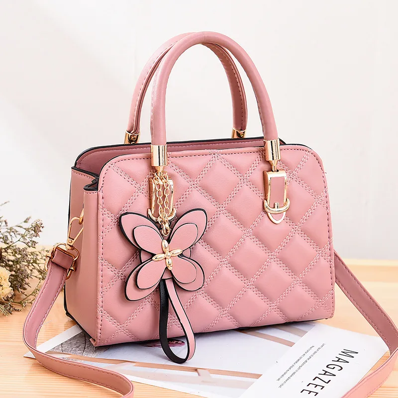 Solid Color Medium PU Leather Top Handle Bag For Women With Zipper Closure, Basic Style Shoulder Bag