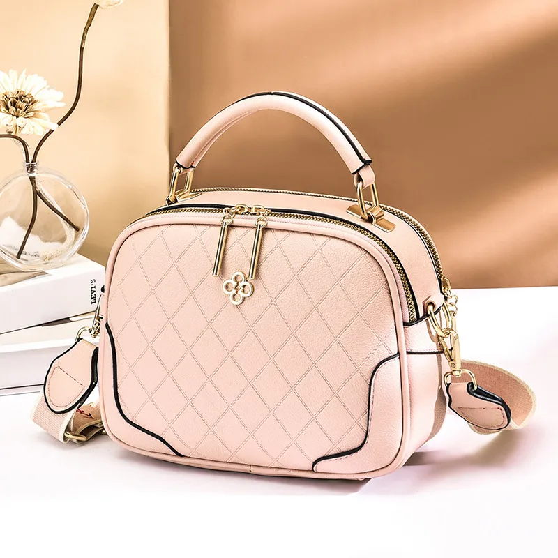 Elegant Solid Color Medium PU Leather Handbag For Women With Zipper Closure