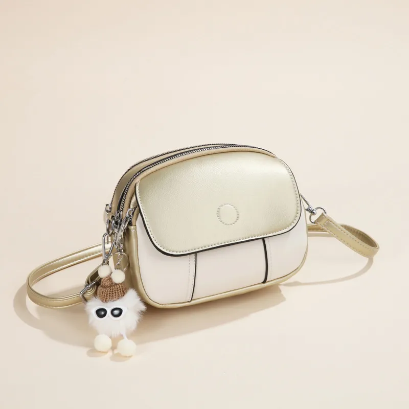 Color Block Round Shoulder Bag