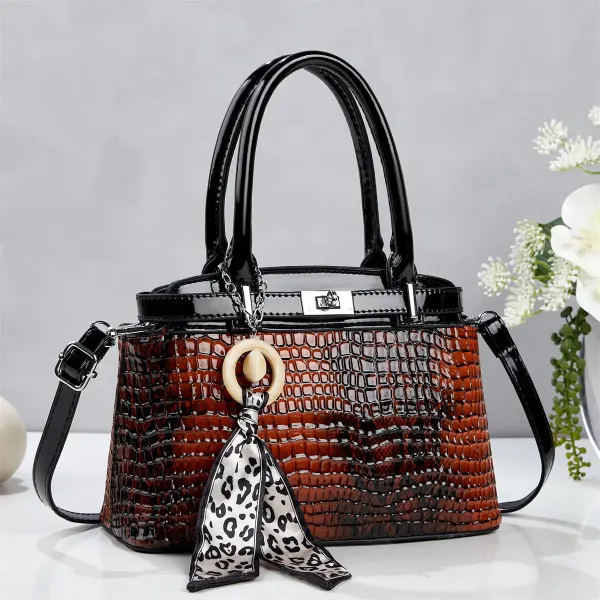 Crocodile Pattern Square PU Leather Handbag For Women With Top Handle