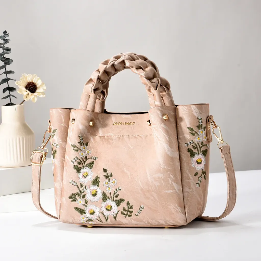 Embroidered Square Shoulder Bag
