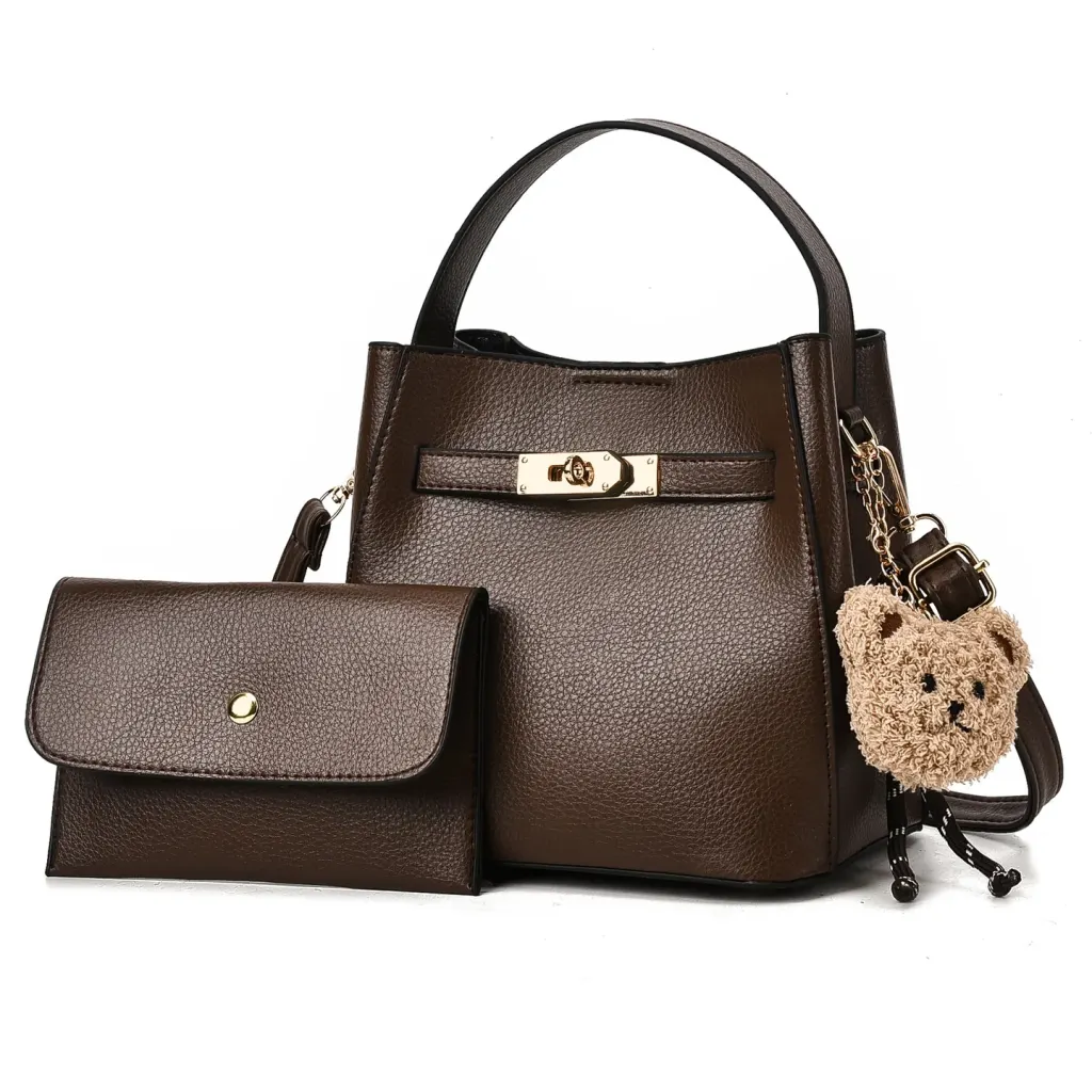 Solid Color PU Leather Bucket Bag For Women With Sewing Thread Detail, Featuring Top Handle Design